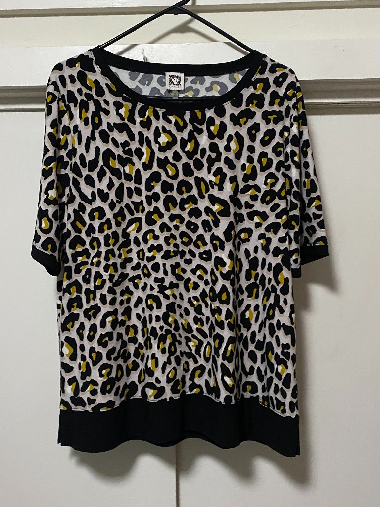 Anne Klein, Short Sleeve, Animal Print Tunic, Size Xl
